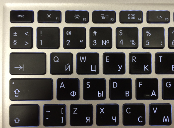 русская клавиатура MacBook Air