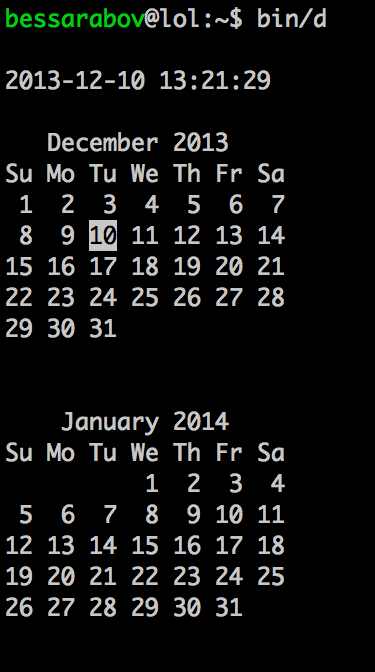 My old script to output date and time